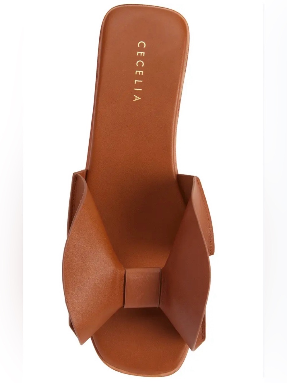 Cece & Mia Wendy Leather Bow Slide Sandals Brown US 9.5 Like New